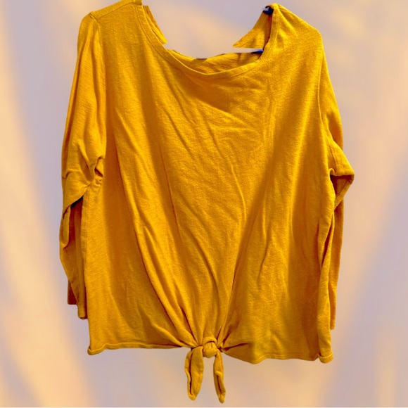 Old Navy Tops - Old Navy Mustard Tie-Front Long Sleeve Top